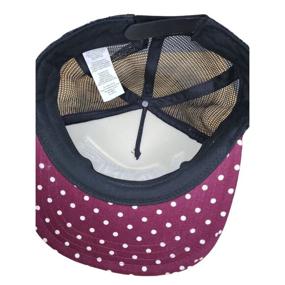 Vans Off The Wall Snapback Hat Maroon Polkadot Big Logo Skater Casual Streetwear - Picture 5 of 5